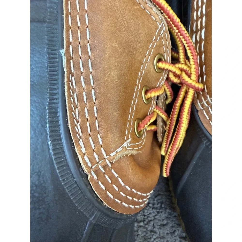L.L.Bean Bean Boots Brown Leather Duck Boots Made in USA Lace-Up Mens size 8‎